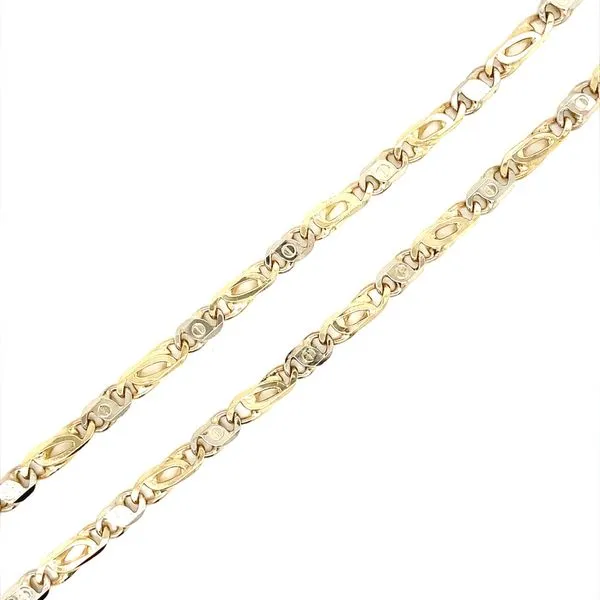 14K Two-Tone Gold Unique Modified Cartier Screw Style Link Chain, 22