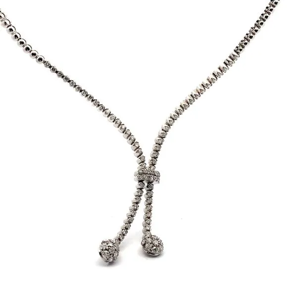 14K White Gold Diamond Lariat Necklace Jaymark Jewelers Cold Spring, NY