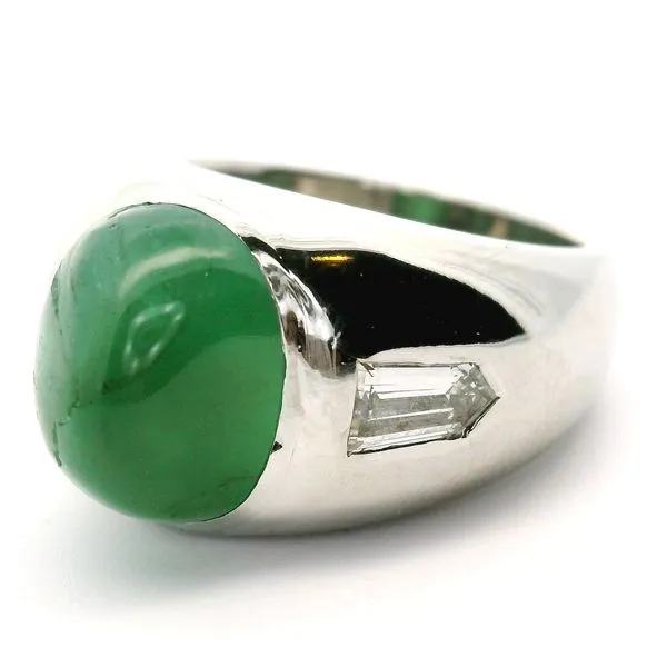 Platinum Emerald and Diamond Men's Ring Image 2 Jaymark Jewelers Cold Spring, NY