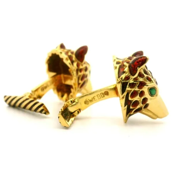 18K Yellow Gold David Webb Wolf Cuff Links Image 4 Jaymark Jewelers Cold Spring, NY
