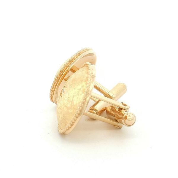 14K Yellow Gold Florentine Diamond Cuff LInk Image 2 Jaymark Jewelers Cold Spring, NY