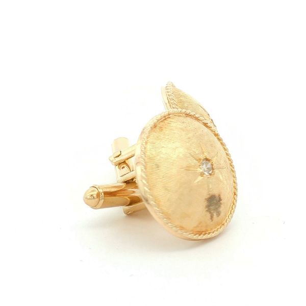 14K Yellow Gold Florentine Diamond Cuff LInk Image 3 Jaymark Jewelers Cold Spring, NY