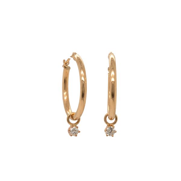 14KT Hoop with Round Diamond Dangle Earrings Jayson Jewelers Cape Girardeau, MO