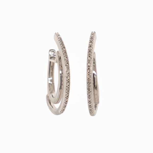 Silver Diamond Double Hoop Earrings Jayson Jewelers Cape Girardeau, MO
