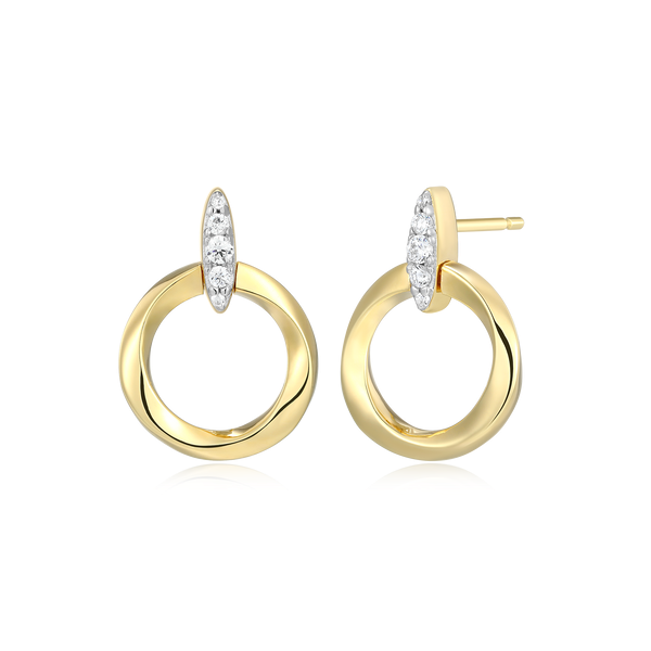 Silver Lab Grown Diamond Mini Circle Link Gold Plated Earrings Jayson Jewelers Cape Girardeau, MO