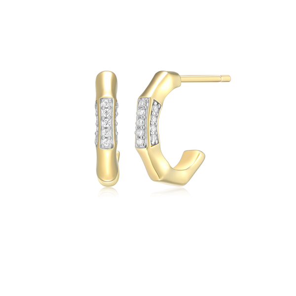 Silver Lab Grown Diamond Gold Plated J Hoop Earrings Jayson Jewelers Cape Girardeau, MO