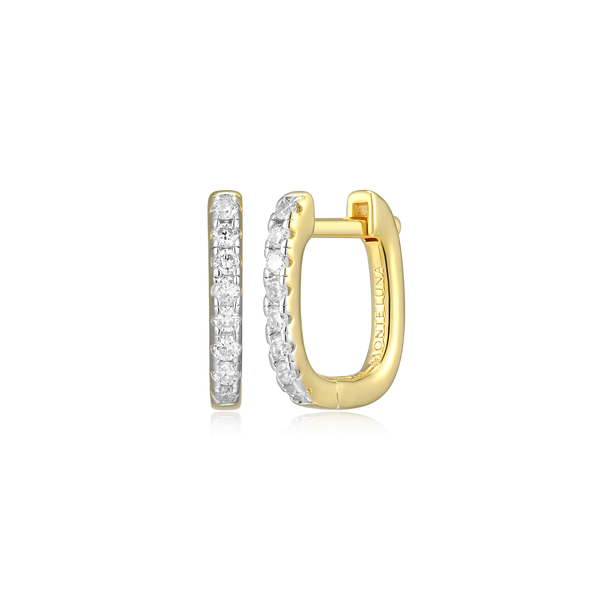 Silver Lab Grown Diamond Gold Plated Mini Cushion Hoop Earrings Jayson Jewelers Cape Girardeau, MO