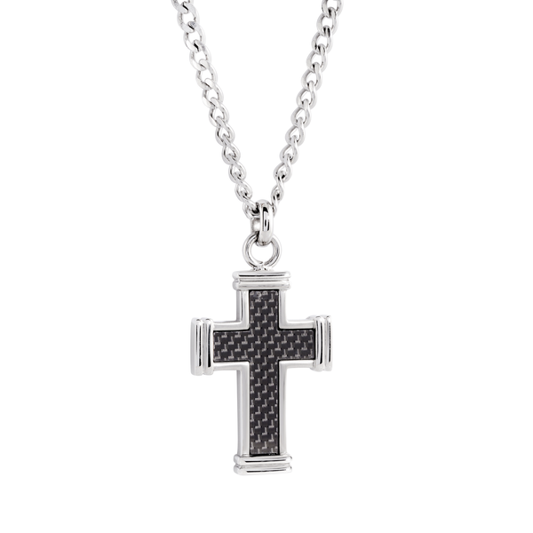 Men's Chain With Carbon Fibre Cross Pendant Jayson Jewelers Cape Girardeau, MO