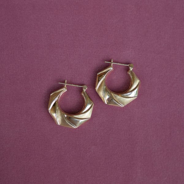 Estate 14KT Textured Hoop Earrings Jayson Jewelers Cape Girardeau, MO