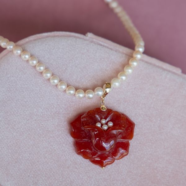 Estate Carved Carnelian Stone Enhancer/Pendant  Image 2 Jayson Jewelers Cape Girardeau, MO