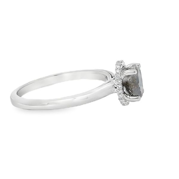 Ladies 14kt white gold Diamond Engagement Ring with 1.27ct Salt and Pepper Diamond and .06ct tw Diamond mounting. The total weight of this ring is 1.33cts. Image 2 Jeff Dennis Jewelers Gardendale, AL
