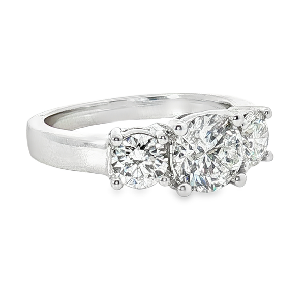 Ladies White Gold 14 Karat Anniversary Ring With 3 Diamonds, 1.02ct Center Stone and .51ct each Side Stone, All are I1 in clarity and I in color. The total weight of this ring is 2.04ct tw Image 2 Jeff Dennis Jewelers Gardendale, AL