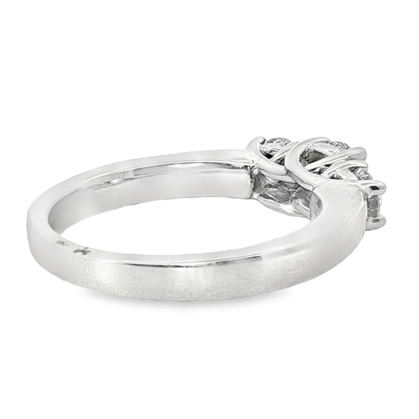 Ladies 14kt White Gold 3 Stone Diamond Anniversary Ring. The Ring is 1.02ct total weight and the Diamonds are SI2 in Clarity and G in color. Image 4 Jeff Dennis Jewelers Gardendale, AL