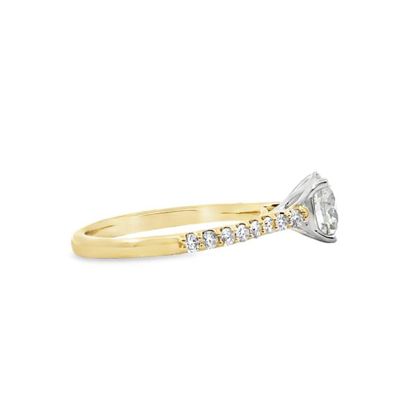 14kt yellow gold .29ct tw Diamond Mounting with a 1.65ct tw Round Diamond Center Stone. Diamonds in mount are SI2 in clarity and I-J in color. Center Round Diamond is a I1 in clarity and I-J in color. Total carat weight for ring is 1.94ctw. Image 2 Jeff Dennis Jewelers Gardendale, AL