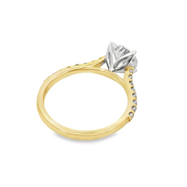 14kt yellow gold .29ct tw Diamond Mounting with a 1.65ct tw Round Diamond Center Stone. Diamonds in mount are SI2 in clarity and I-J in color. Center Round Diamond is a I1 in clarity and I-J in color. Total carat weight for ring is 1.94ctw. Image 3 Jeff Dennis Jewelers Gardendale, AL