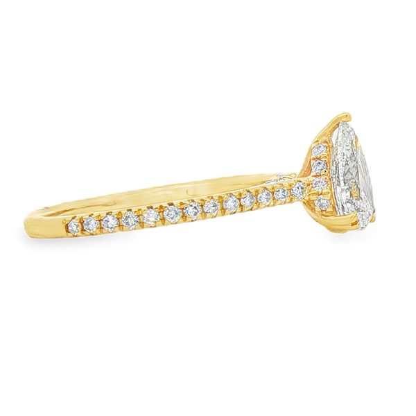 14K Yellow Gold 1ct Pear shaped Diamond Ring that is H in Color and I1 in Clarity with .33ct tw in Accent Diamonds. GIA Certification #744783715 Image 2 Jeff Dennis Jewelers Gardendale, AL