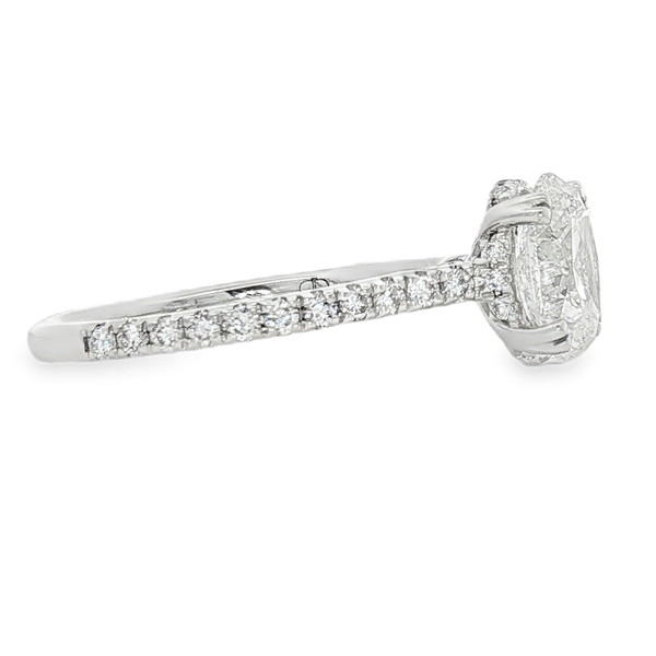 14K White Gold 1.5ct Oval Diamond Engagement Ring that is H in Color and SI1 in Clarity with .38ct tw in Accent Diamonds. GIA Certification #7481094592 Image 2 Jeff Dennis Jewelers Gardendale, AL
