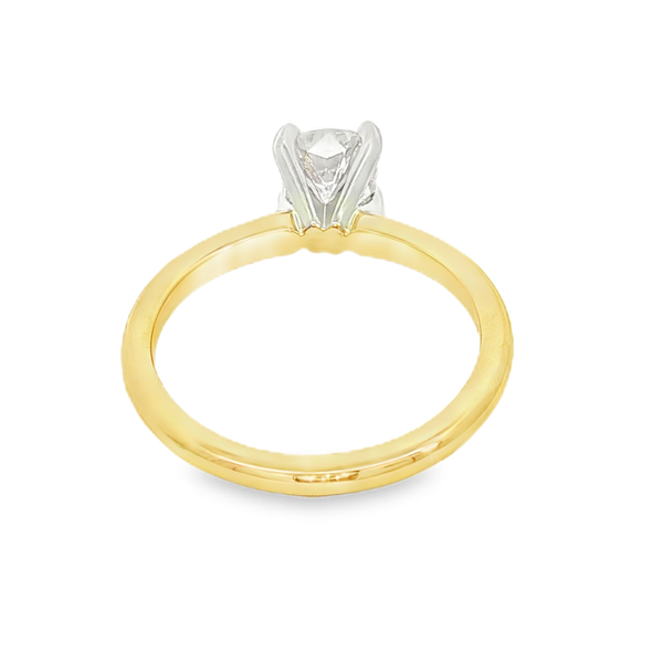 14kt 2 Tone Solitaire Engagement Ring with 1.03ct Cushion Cut Diamond that is I1 in Clarity and H in Color Image 2 Jeff Dennis Jewelers Gardendale, AL