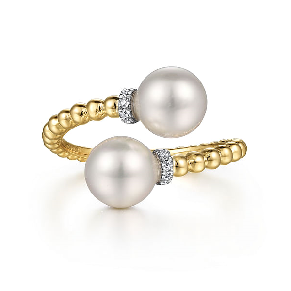 14K Yellow Gold Pearl and .05ct tw DIamond Ring Jeff Dennis Jewelers Gardendale, AL