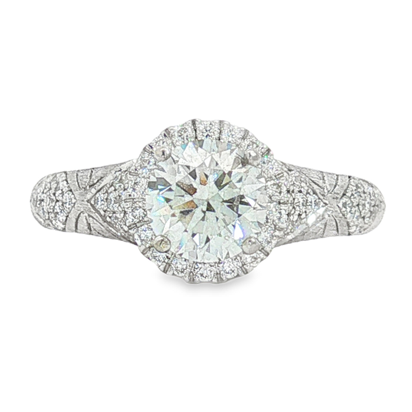 14kt WG .40ct tw Natural Diamond Semi with 1.05ct SI1 G Lab Grown Diamond Center Jeff Dennis Jewelers Gardendale, AL