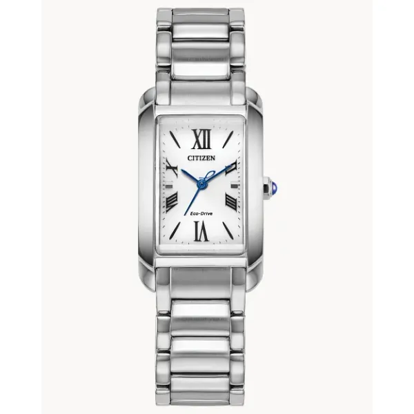LADIES ECO DRIVE WR50 SS WHITE DIAL WATCH WITH ROMAN NUMERALS Jeff Dennis Jewelers Gardendale, AL