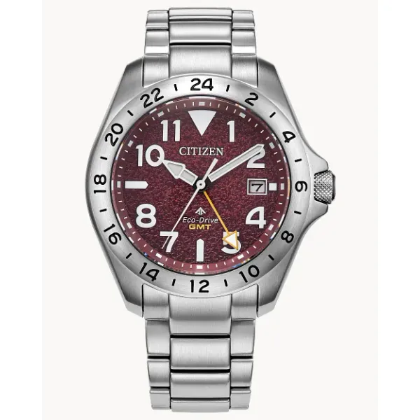 MENS ECO DRIVE WATCH WR200 STAINLESS BAND WITH RED FACE Jeff Dennis Jewelers Gardendale, AL