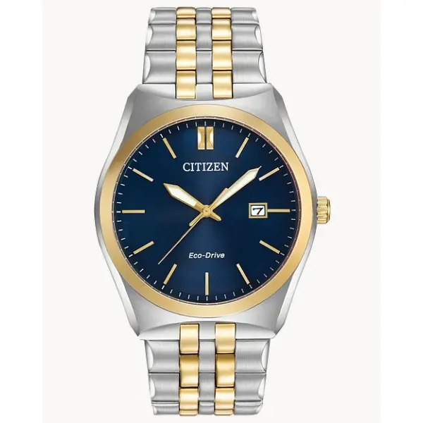 MENS ECO DRIVE WR100 STAINLESS 2 TONE  BLUE DIAL WATCH Jeff Dennis Jewelers Gardendale, AL
