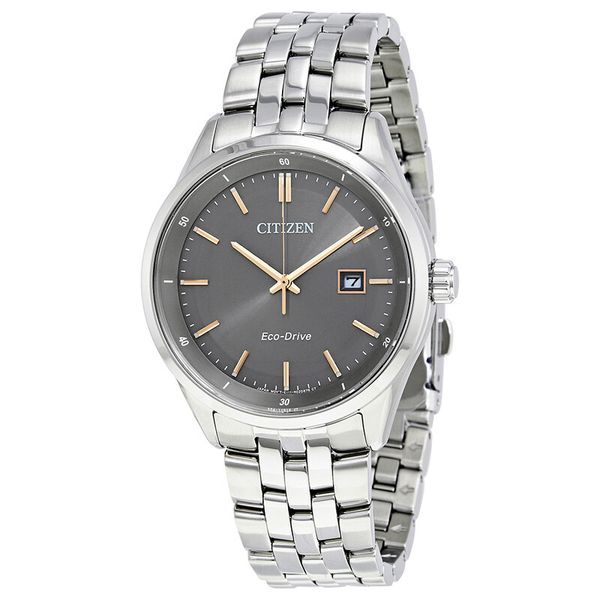 MENS ECO DRIVE WR100 STAINLESS GRAY DIAL WATCH Jeff Dennis Jewelers Gardendale, AL