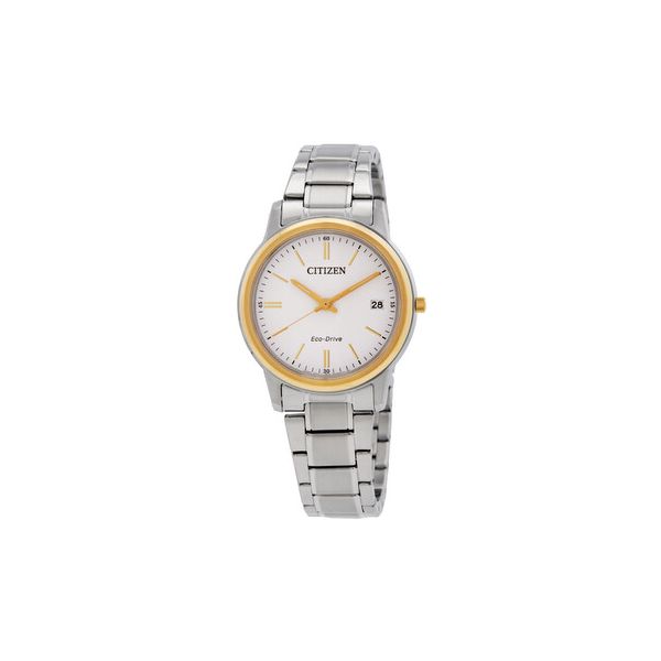 LADIES ECO DRIVE WR50 STAINLESS 2 TONE WATCH WITH WHITE FACE Jeff Dennis Jewelers Gardendale, AL