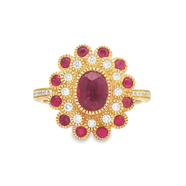 14kt Yellow Gold 1.15tw Ruby and .19tw Diamond Fashion Ring Jeff Dennis Jewelers Gardendale, AL