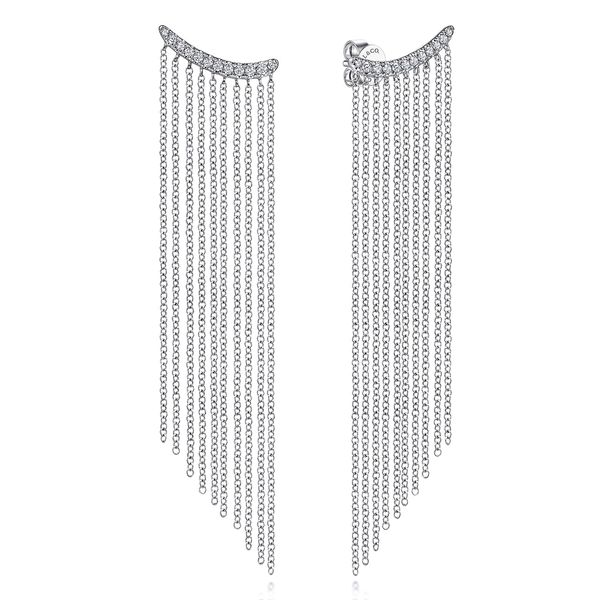 14K White Gold .22ct tw Diamond and Tassel Stud Earrings Jeff Dennis Jewelers Gardendale, AL