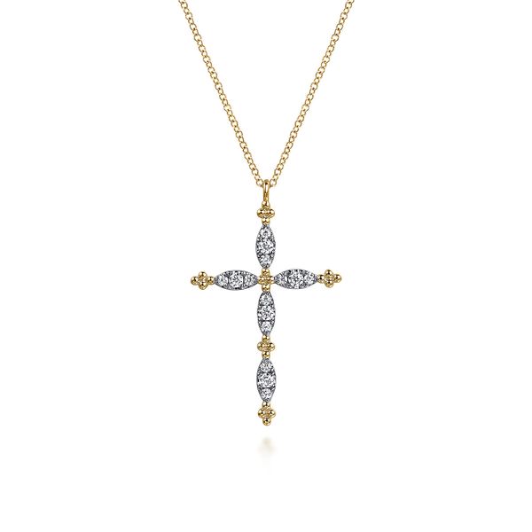 14K Yellow Gold .35ct tw Diamond Cross Pendant Necklace-Bujukan Jeff Dennis Jewelers Gardendale, AL