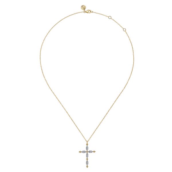 14K Yellow Gold .35ct tw Diamond Cross Pendant Necklace-Bujukan Image 2 Jeff Dennis Jewelers Gardendale, AL
