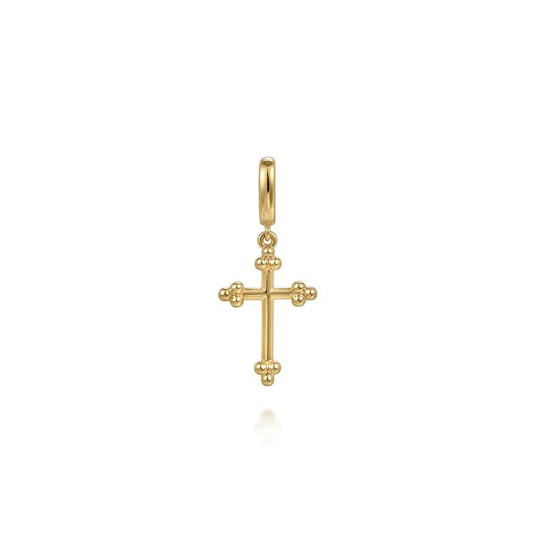 14K Yellow Plain Gold Bujukan Cross Charm Pendant With Detachable Bail Jeff Dennis Jewelers Gardendale, AL