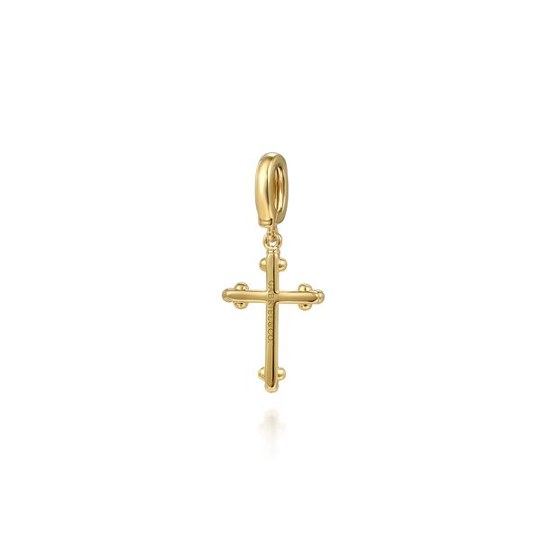 14K Yellow Plain Gold Bujukan Cross Charm Pendant With Detachable Bail Image 2 Jeff Dennis Jewelers Gardendale, AL