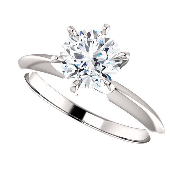 Ladies 14 Karat White Gold Engagement Ring .72ct Round Diamond SI1 in clarity and H in color Jeff Dennis Jewelers Gardendale, AL