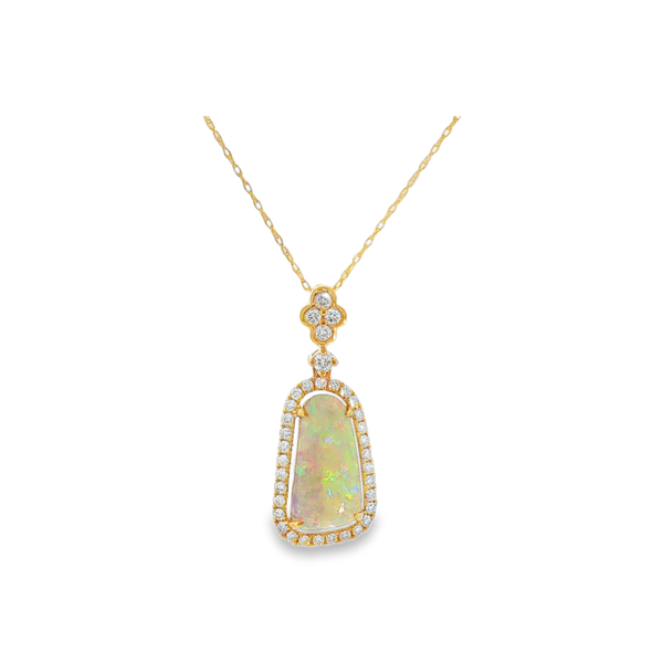 14KY Opal and .38ct tw Round Diamonds Pendant Jeff Dennis Jewelers Gardendale, AL