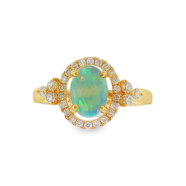 14KY Opal and .32ct tw Round Diamonds Ring Jeff Dennis Jewelers Gardendale, AL