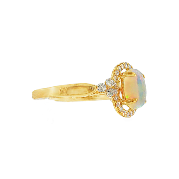 14KY .89ct Opal and .32ct tw Round Diamonds Ring Image 2 Jeff Dennis Jewelers Gardendale, AL