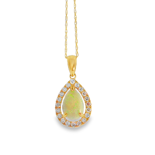 14KY Opal and .25ct tw Round Diamonds Pendant Jeff Dennis Jewelers Gardendale, AL