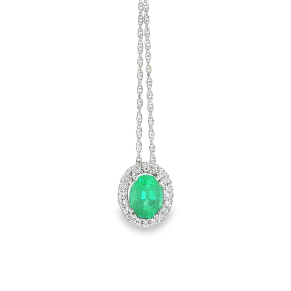 14KW 1.40ct Oval Emerald and .33ct tw Diamonds Pendant Jeff Dennis Jewelers Gardendale, AL