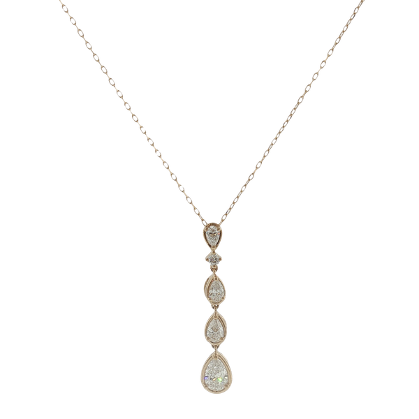 14 Karat Yellow Gold Lab Grown Diamond Teardrop Pendant, Bottom Diamond is.50ct and total weight is 1.00ct Jeff Dennis Jewelers Gardendale, AL