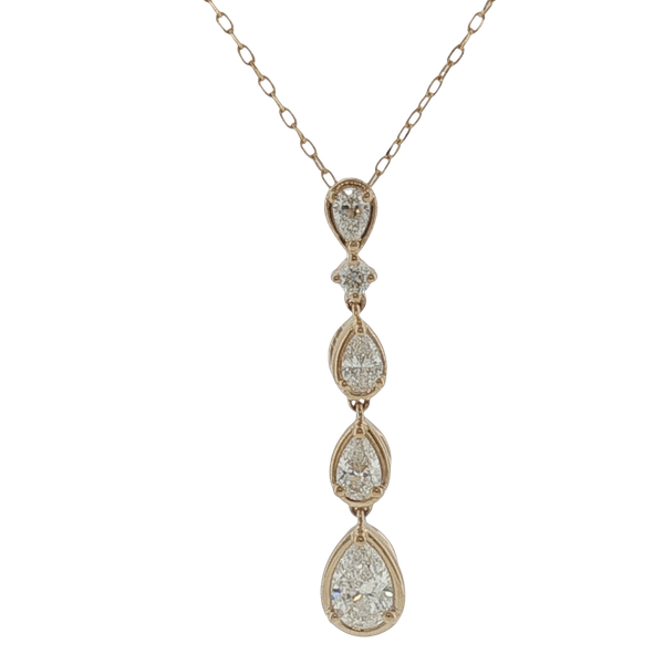 14 Karat Yellow Gold Lab Grown Diamond Teardrop Pendant, Bottom Diamond is.50ct and total weight is 1.00ct Image 2 Jeff Dennis Jewelers Gardendale, AL