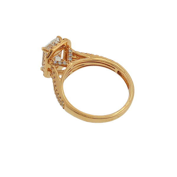 14 Karat Yellow Gold Lab Grown 3.0ct Emerald Diamond and .50ct tw Accent Diamonds, total weight is 3.50 carats. Image 2 Jeff Dennis Jewelers Gardendale, AL