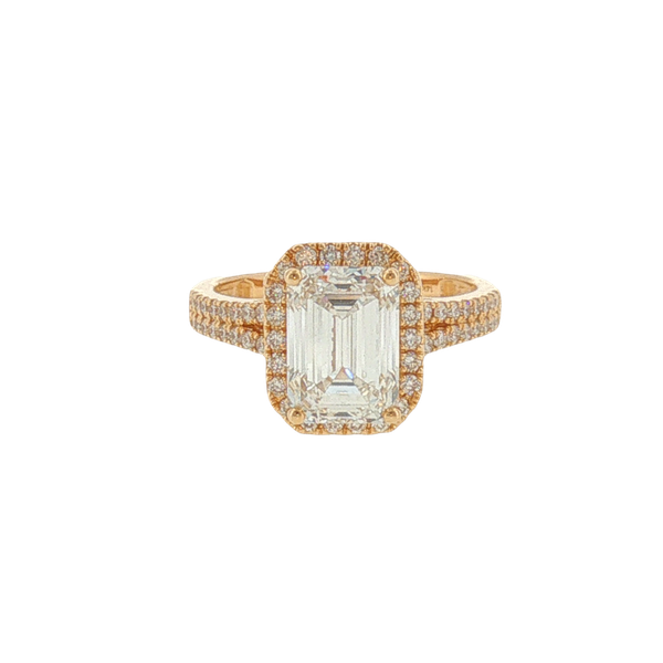 14 Karat Yellow Gold Lab Grown 3.0ct Emerald Diamond and .50ct tw Accent Diamonds, total weight is 3.50 carats. Jeff Dennis Jewelers Gardendale, AL