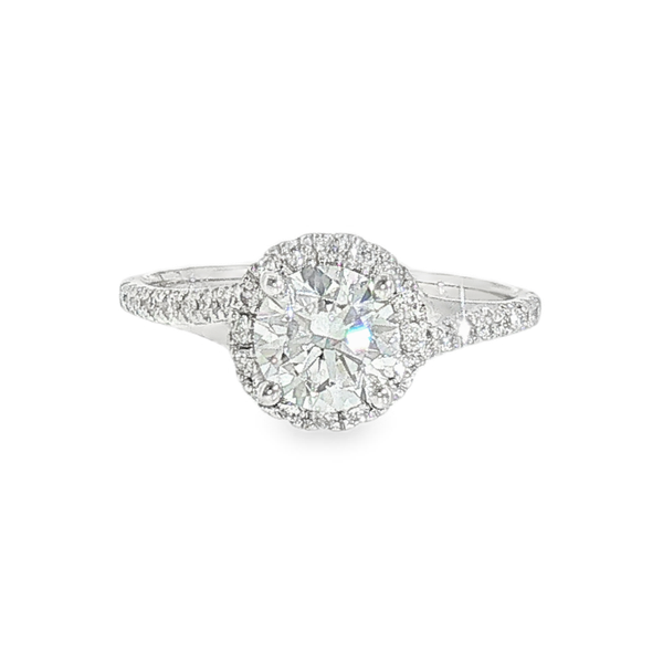 10K White Gold 1ct Round Lab Grown Diamond Engagement Ring with .25ct tw of Accent Diamonds Jeff Dennis Jewelers Gardendale, AL