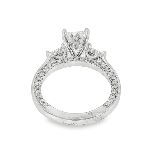 14K White Gold 3.03 Emerald Cut Lab Grown Diamond Engagement Ring that is F in Color and VS2 in Clarity with .90ct tw of Round Accent Diamonds in Band. IGI Cert No. LG679507479. Image 2 Jeff Dennis Jewelers Gardendale, AL