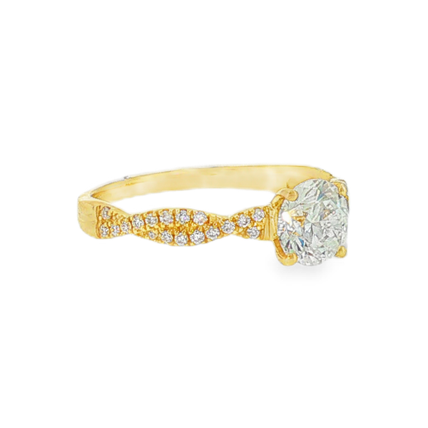 10K Yellow Gold .90ct Round Lab Grown Diamond Engagement Ring with .16ct tw Round Accent Lab Grown Diamonds. Image 2 Jeff Dennis Jewelers Gardendale, AL