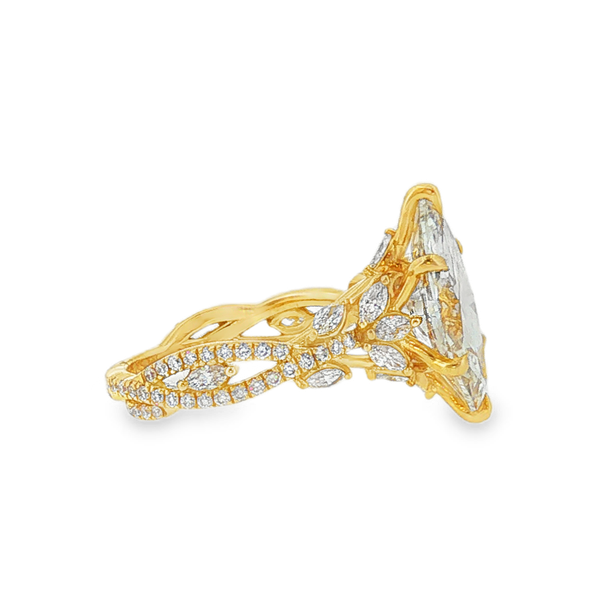 14K Yellow Gold 3.02ct Marquise Lab Grown Diamond Engagement Ring that is G in Color and VVS2 in Clarity with .73ct tw Various Shaped Accent Lab Grown Diamonds. IGI Cert No. LG749520443 Image 2 Jeff Dennis Jewelers Gardendale, AL
