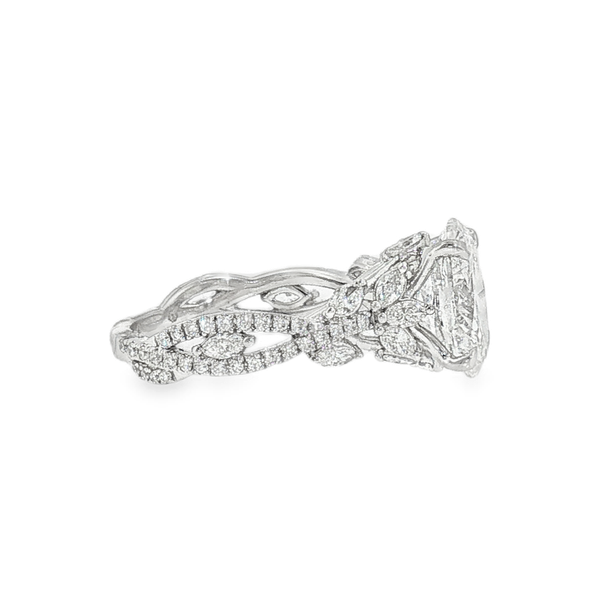 14K White Gold 3.01ct Oval Lab Grown Diamond Engagement Ring that is E in Color and VVS2 in Clarity with .74ct tw of various cut Accent Diamonds. IGI Cert No. LG749502733 Image 2 Jeff Dennis Jewelers Gardendale, AL